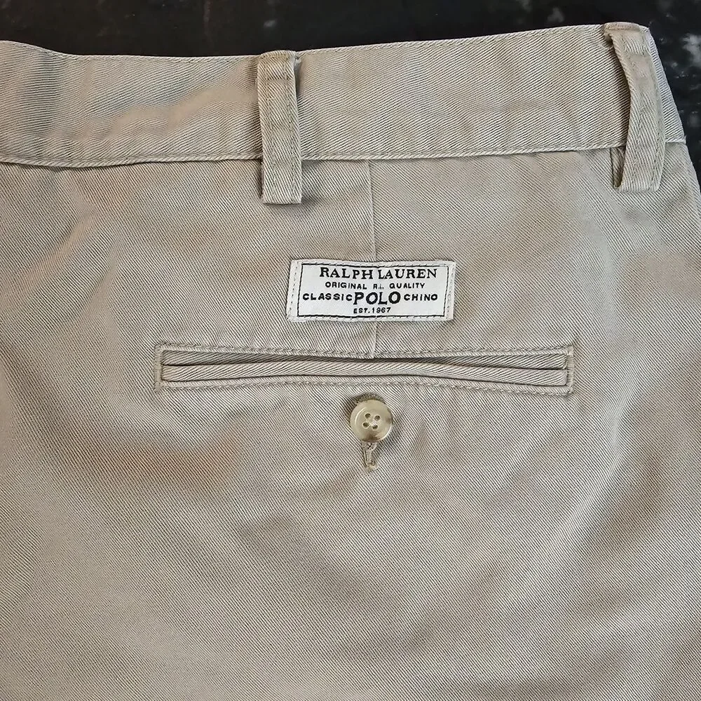 Vintage Polo Ralph Lauren Prospect Classic Fit Chino Shorts Mens 35 Beige Khaki